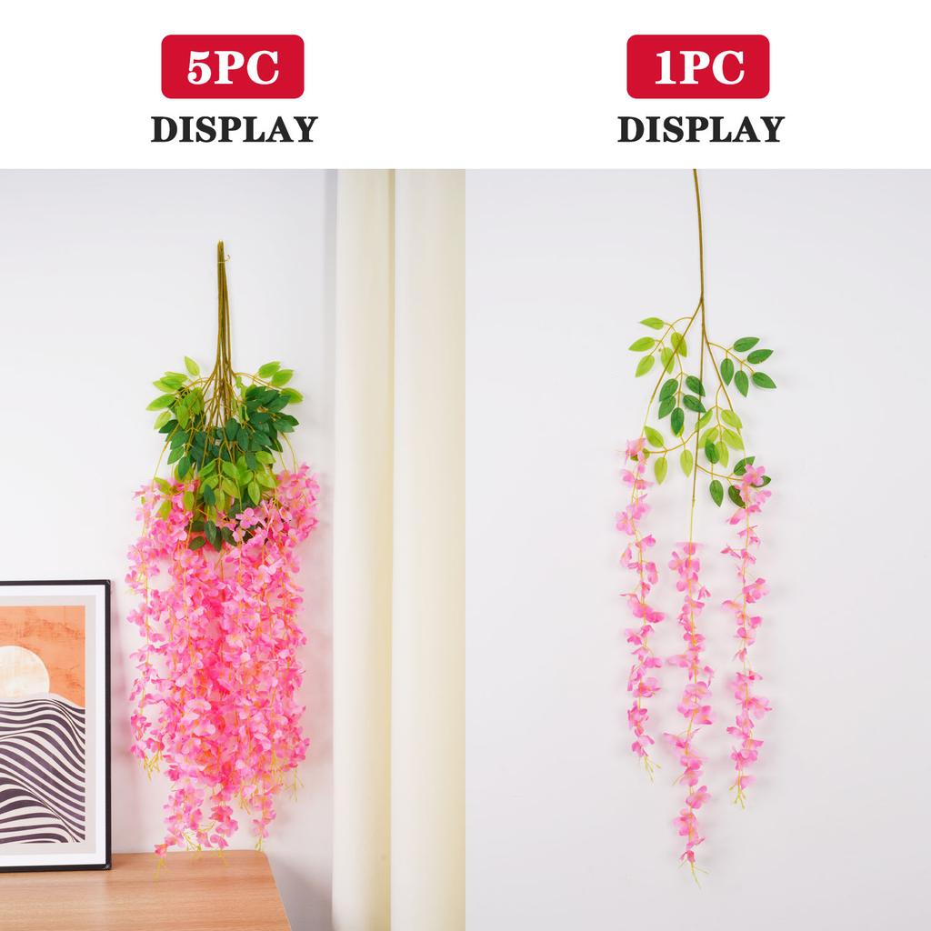 110cm Artificial Flower Vine Ivy Leaf Garland for Home Wall Plant Fake Wisteria Flower  Wedding Party Hotel Flower Arch Decor