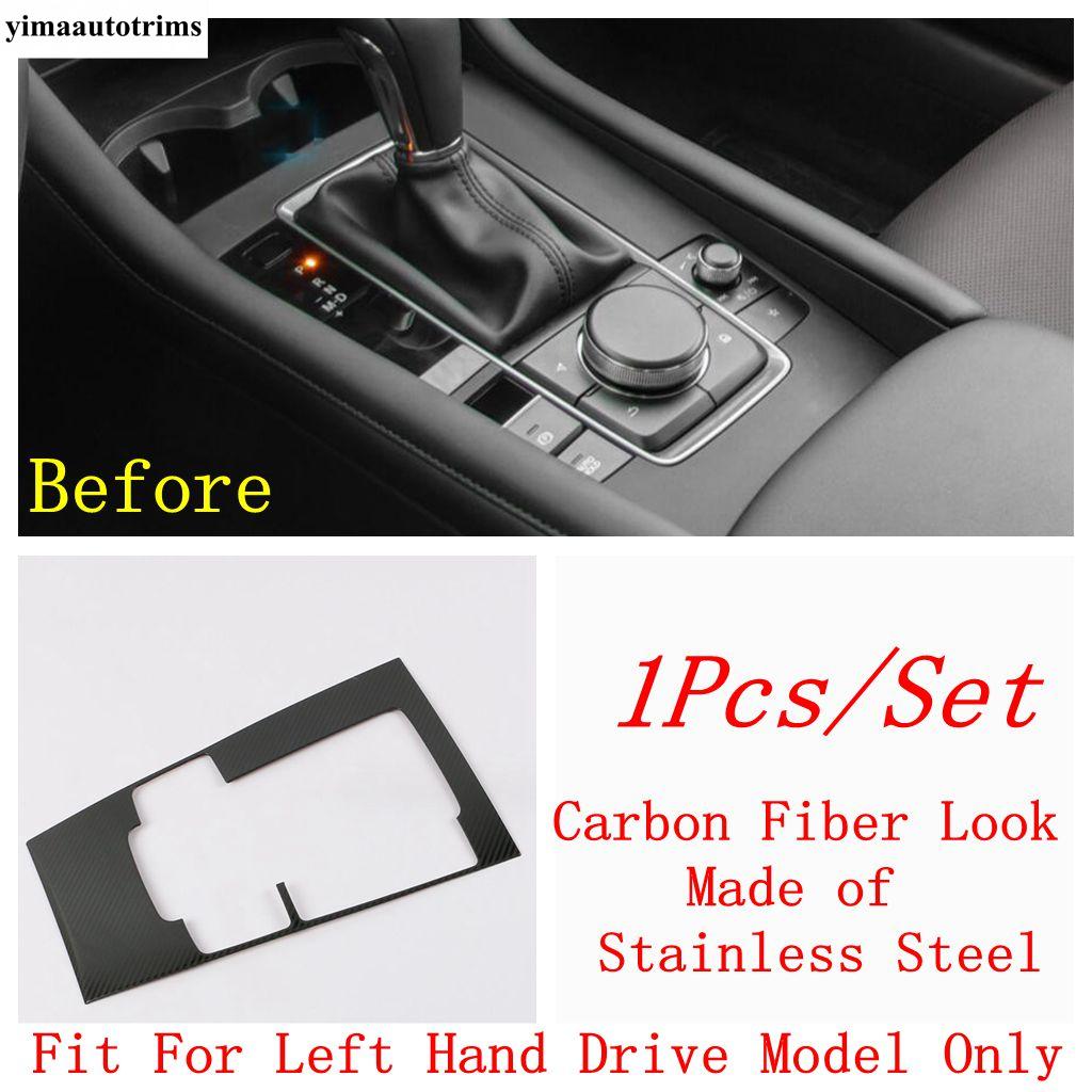 

Car Central Control Shift Gear Panel Frame Decoration Cover Trim For Mazda 3 - 2025 Stainless Steel Accessories Interior Carbon Fiber Look