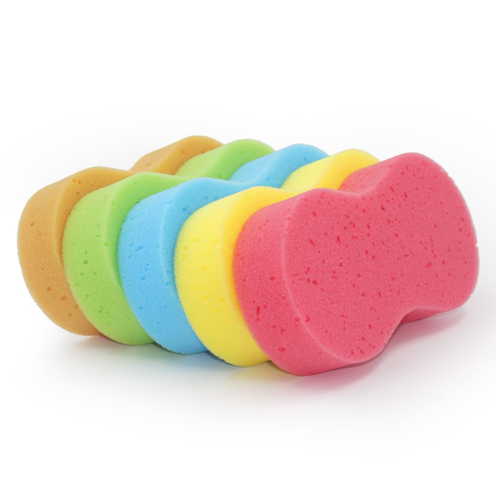 Juufly Car Wash Wax and Set Sponges, Sponges, Scratch-Free, Water-Resistant, Soft, Thick, Absorbent, 5-Piece