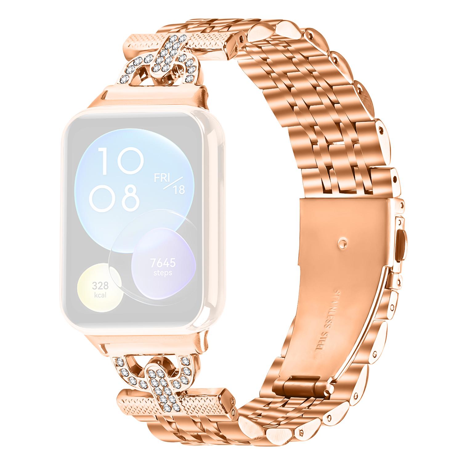 

For Xiaomi Smart Band 8 Pro Watch Band 7-Bead D-Shape Rhinestones Decor Stainless Steel Colored Watch Strap