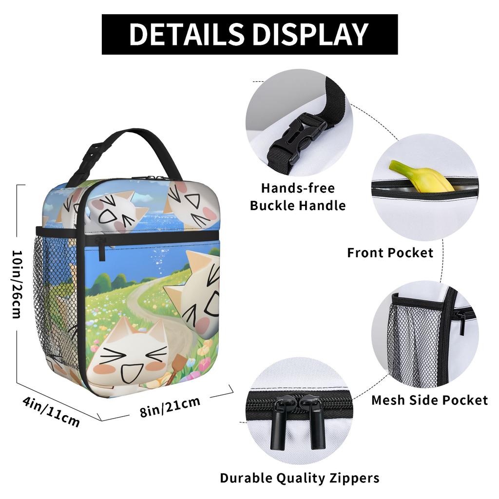 Toro Inoue Cat Lunch Bag  Portable Insulated Lunch Box Adult Travel Custom Cooler Bag Vintage Oxford Tote Food Bags