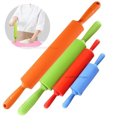Non-Stick Plastic Handle Pin Pastry Dough Flour Roller Silicone Rolling Pin Pizza Pasta Roller Kitchen Pastry Baking Tool