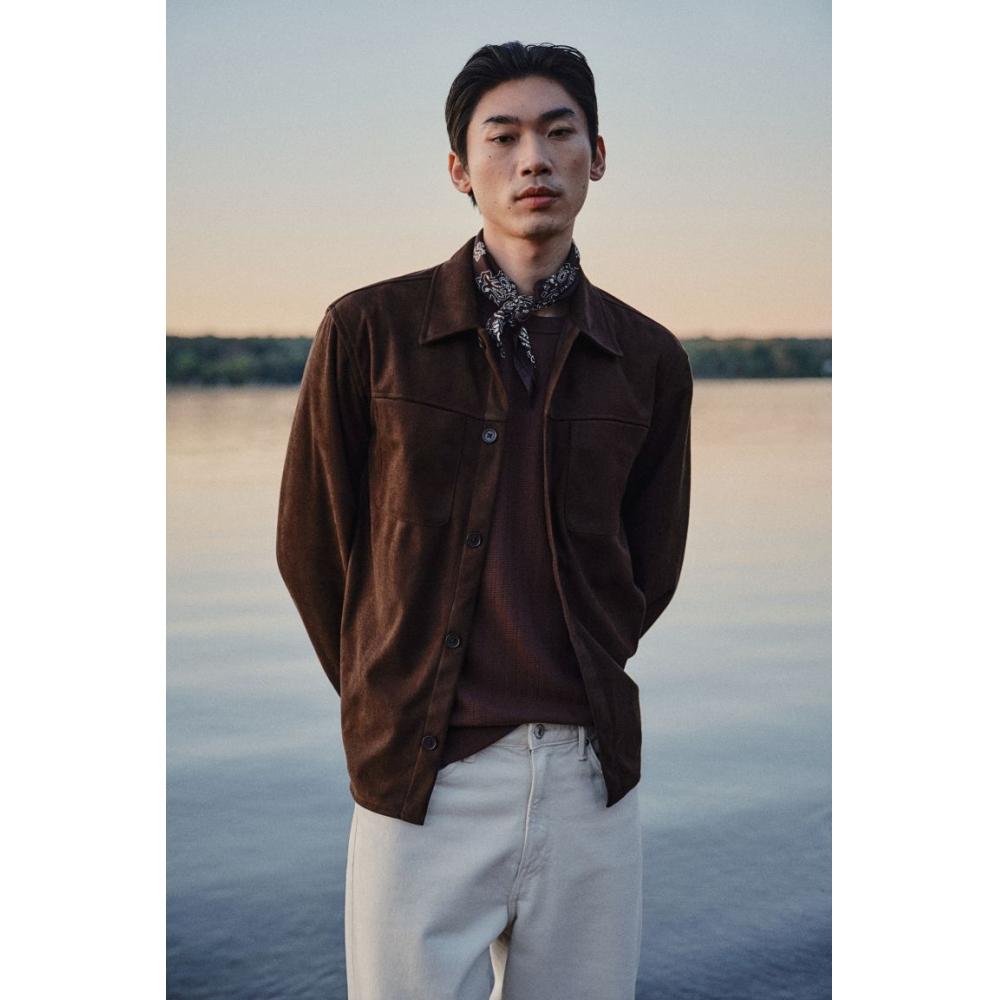 

HM Текстурированная верхняя рубашка Regular Fit Brown M