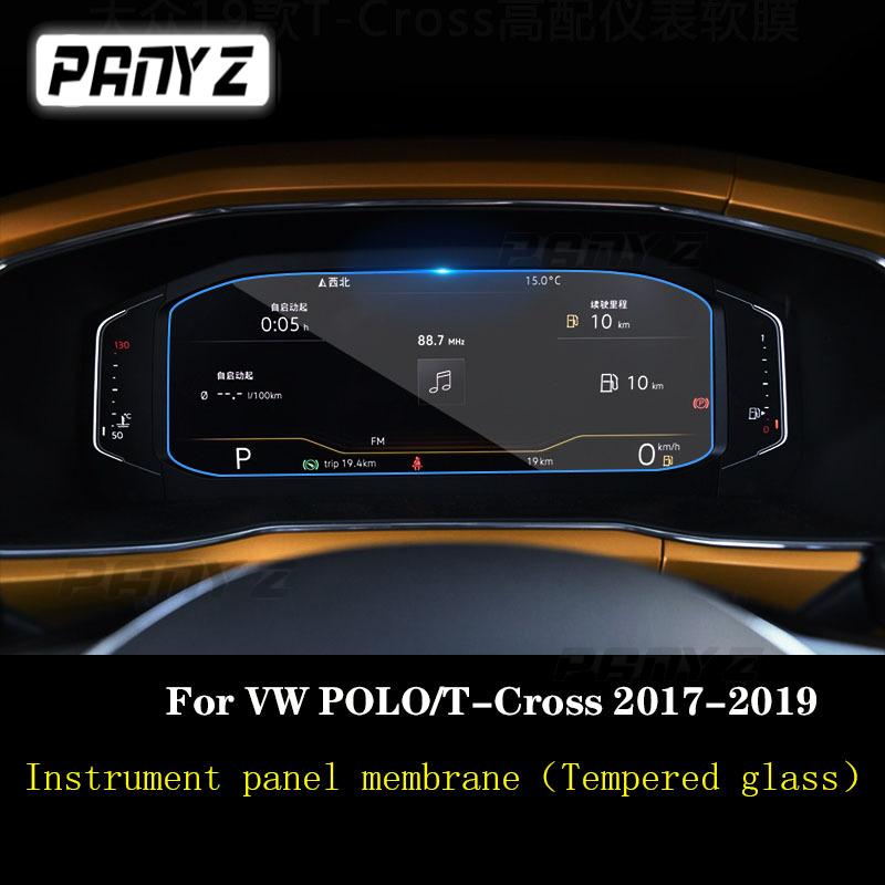 For Volkswagen Polo T-Cross 2017-2023 Car Interior Instrument Panel Membrane LCD Screen Tempered Glass Protective Film