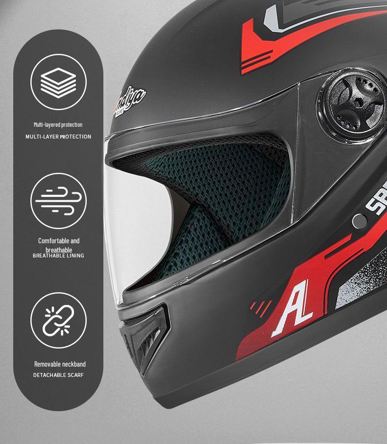 Certified Electric Vehicle Winter Full-Face Helmet for Men & Women - Windproof, Warm, Neck Gaiter Protection