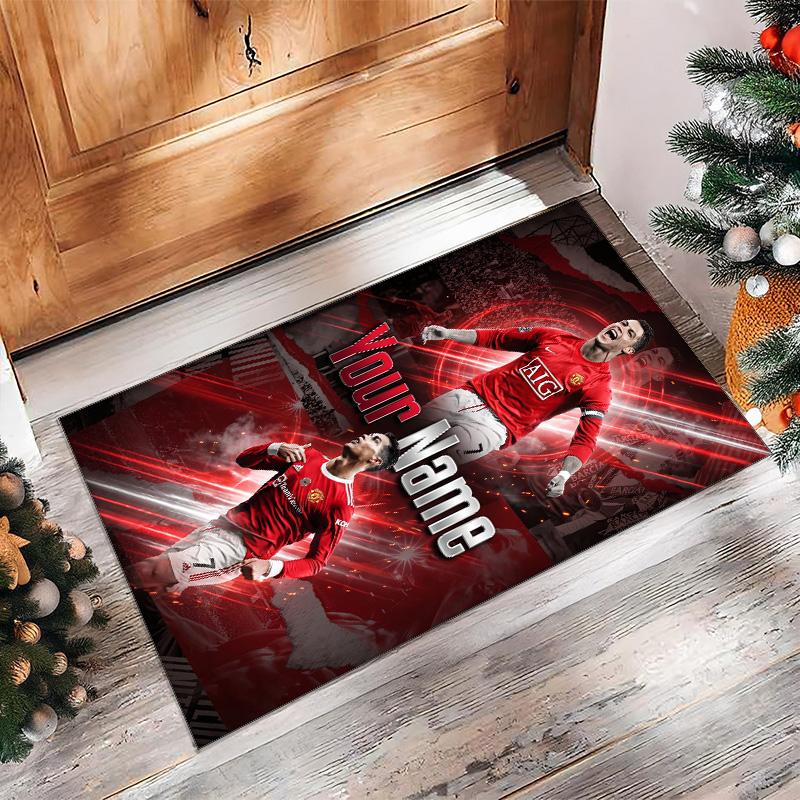 Cristiano Ronaldo Printed Crystal Velvet Rug Non‑Slip Crystal Velvet Carpet For Sofa Bedroom Indoor Home Decoration