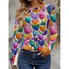 Womens Long Sleeve Crew Neck T-Shirt With 3D Flamingo Print Soft Milk Silk Fabric Loose Fit Casual 2025
