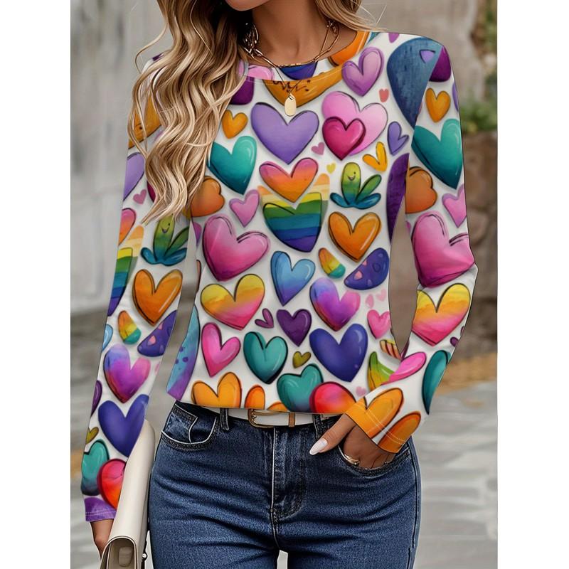 Womens Long Sleeve Crew Neck T-Shirt With 3D Flamingo Print Soft Milk Silk Fabric Loose Fit Casual 2025