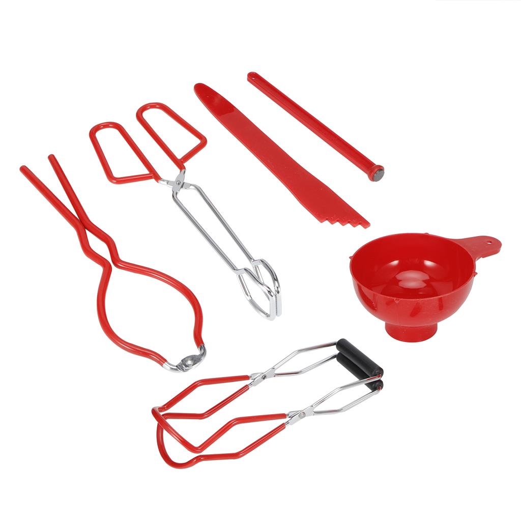 6PCSCelsiusSet Canning Kit Non Slip Food Tongs Jar Lifter Jar Wrench Lid Lifter Funnel Measurer Set