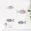 4 Pcs Rustic Wood Fish Wall Art Beach Nautical Wall Hanging Decor Ocean Coastal Theme Fish Wall Sculpture for Home Bathroom Bedroom Lake House