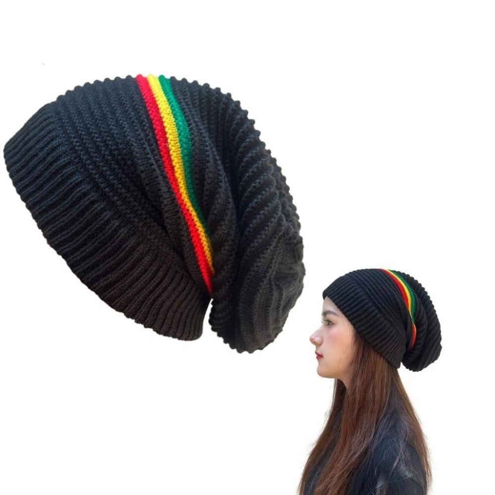 Striped Color Jamaica Knitted Hat Hip Hop Hat Skull Caps Weaving Reggae Hat Winter Autumn