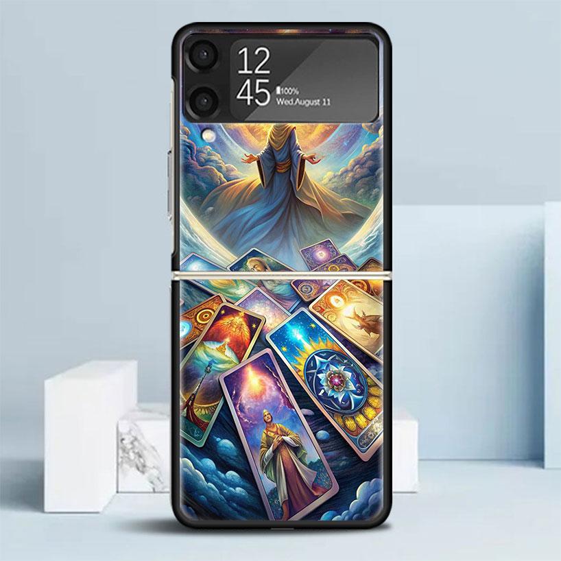 Witch Tarot Card Black Cover for Samsung Galaxy Z Flip 7 6 5 4 3 5G Phone Case Flip7 Flip6 Flip5 Flip4 Flip3 Pattern Case Galaxy
