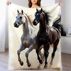 Pattern of Two Horses Running Flannel Printed Blanket Suitable for All Seasons Suitable for Living Room Office Sofa and Travel