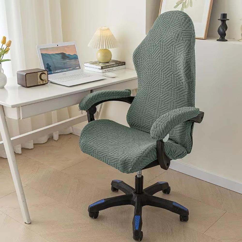 1Set Dustproof Chair Cover Set Fleece Jacquard Seat Protect Cover for Office Computer Chair