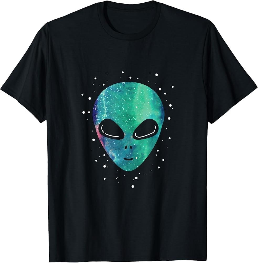 Alien Head Starry Night Sky Alien Lover Funny Gift TShirt Unisex T-Shirt XL