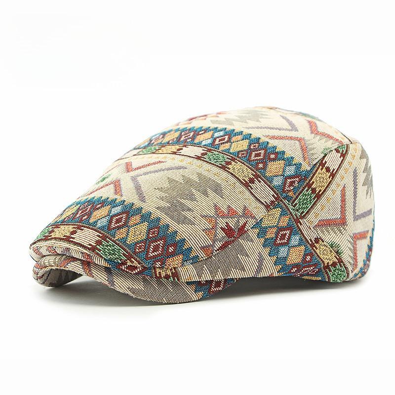 Unisex Retro Ethnic Jacquard Beret Hat British Style Flat Cap Men Women Newsboy Cap Spring Autumn Winter Casual Peaked Hat