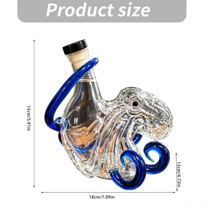 QX2E Glass Liquor Bottle with Sea Creature Pattern for Display Tables