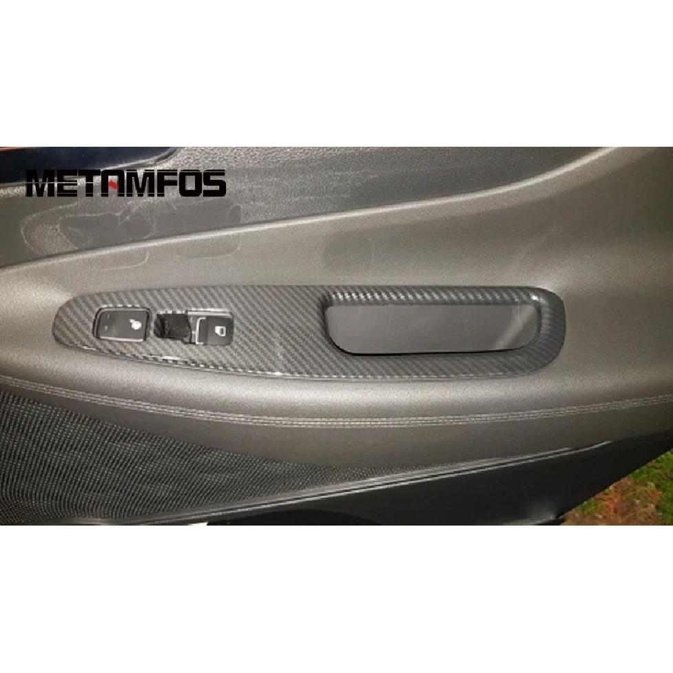 Window Lift Switch Cover Trim For Hyundai Santa Fe Carbon Fiber Interior Armrest Frame Car Accessories