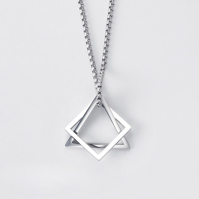 

Простое геометрическое сочетание треугольников и квадратов, титановая сталь, хип-хоп ожерелье для мужчин и женщин, повседневная одежда, модные украшения в стиле панк, кулон, аксессуары