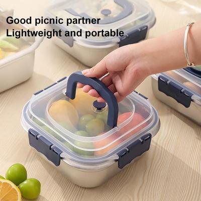 Stainless Lunch Box Stainless Steel Snack Container Camping Lunch Box Airtight Food Storage Bins For Daily Outdoor Trips Picnic
