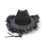 Children's Pink & White Feather Trim Denim Hat