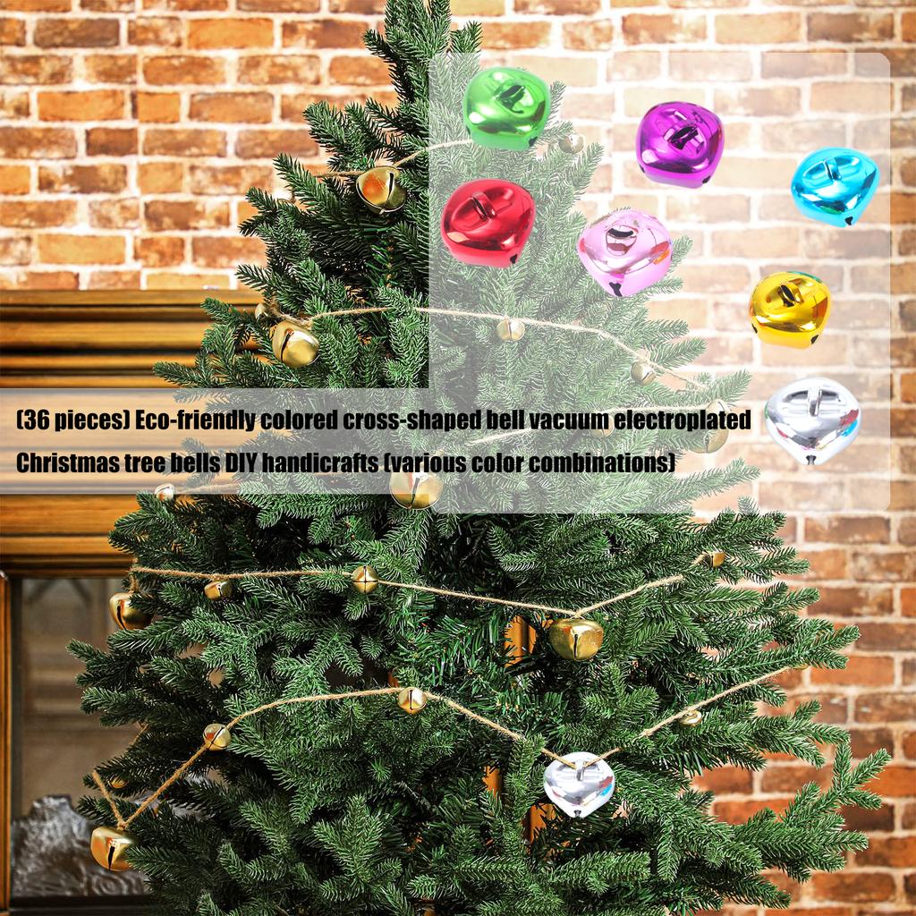 36Pcs Eco Friendly Colorful Cross Bells For Christmas Tree Decorations DIY Crafts With Durable Vacuum Plating Finish