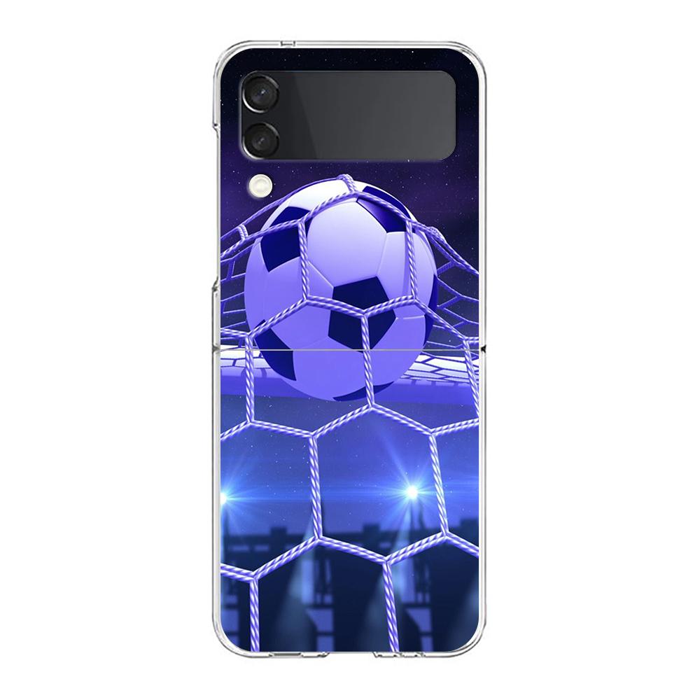 Football Sport Hard PC Phone Case For Samsung Galaxy Z Flip 6 5 4 Transparent Cover For Galaxy Z Flip 3 Shockproof Fundas Capas