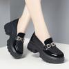 Autumn New Round Toe Thick Sole Comfortable Non-Tiring Foot Hollow Mid Heel Breathable Casual Daily Versatile Fashion Loafers
