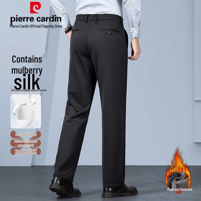 Pierre Cardin Men's Silk Blend Fleece Lined Straight-Leg Trousers
