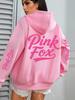 Vintage Handwritten Art Font Slogan Hooded Sweater Oversize Couple Hottie Shoulder Long Sleeve Jacket