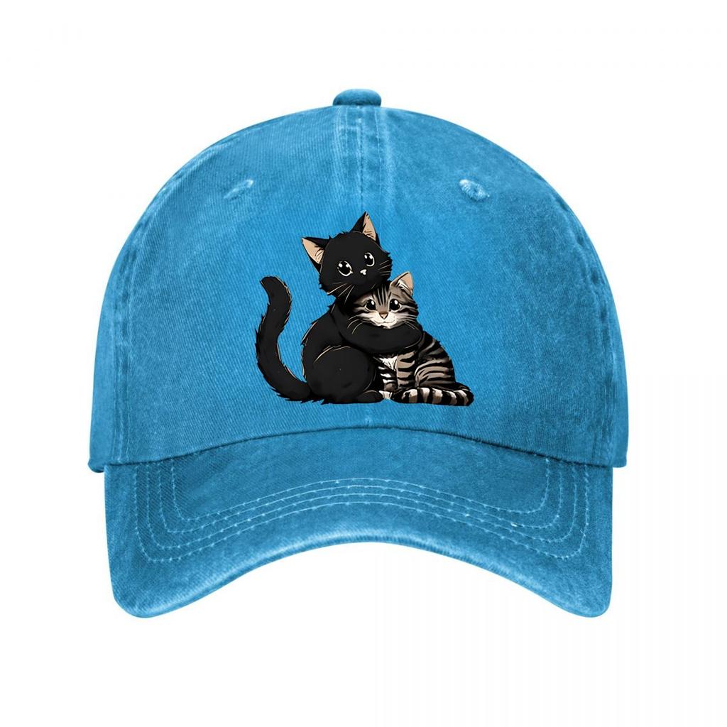 Cute Cat Mesh Trucker Cap Washed Baseball Cap
