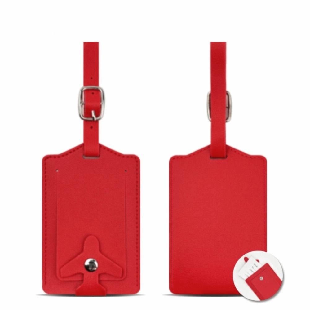 Durable PU Leather Luggage Tag Airplane Buckle Thickened Suitcase Label Flip Cover Anti Lost Boarding Pass Luggage