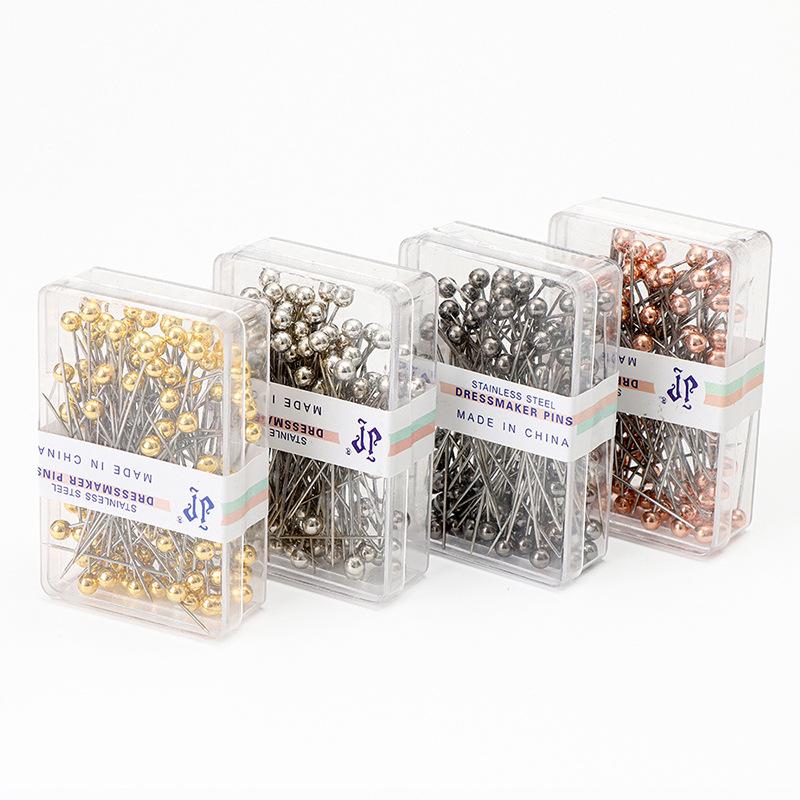 100 Teile/schachtel Bunte Nadeln mit rundem Perlenkopf zum Selbermachen, Schneidernadeln, Stichwerkzeuge, Positionierungsnadeln, Nähzubehör