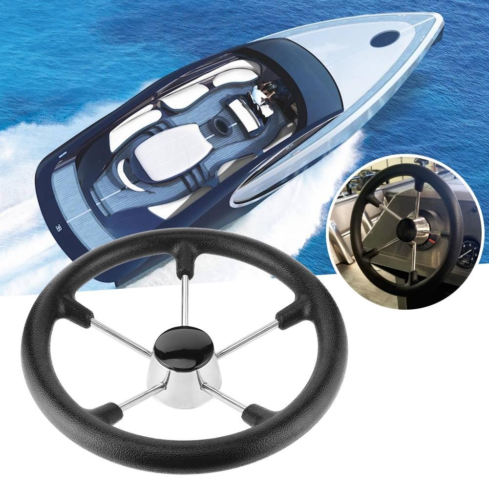 13 1 2 Inches Boat Stainless Steel 5 Spokes Steering Wheel with Black Foam Grip