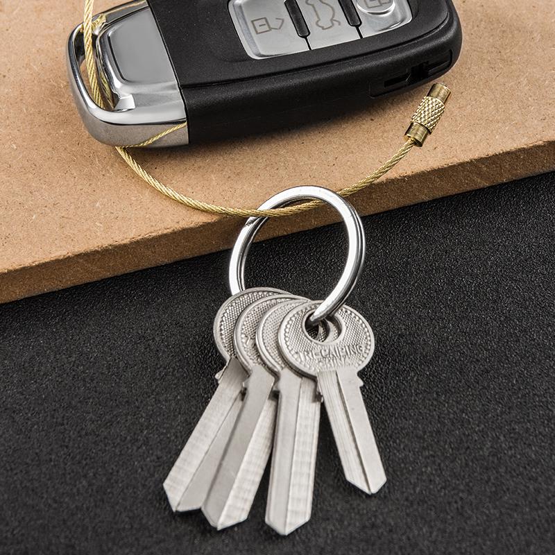 Set of 5 Gold Steel Wire Keychain Rings: Creative, Simple DIY Accessories