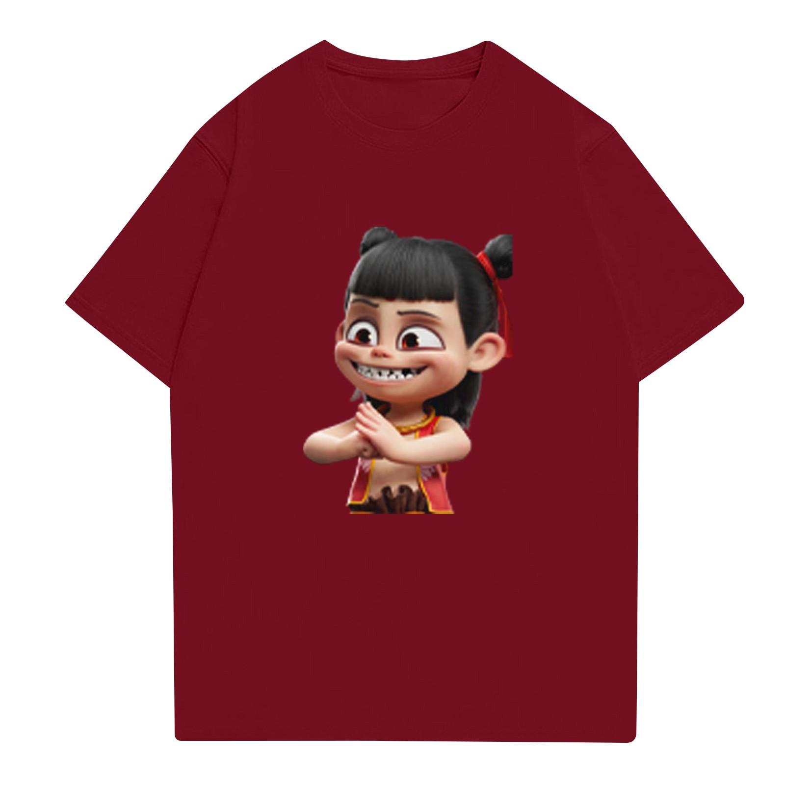 

Женская повседневная футболка с круглым вырезом и короткими рукавами с принтом XXL винный