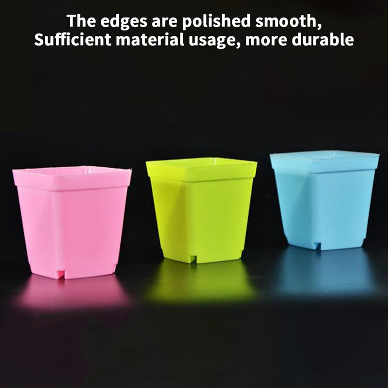 10pcs/Pack Mini Plastic Flower Seedling Nursery Pot with Pallet Colorful Square Plant Pot Indoor Outdoor Flower Plant Containe