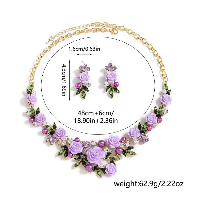 Květinový náhrdelník náušnice sada bankety palác pro ženy šperky doplněk valentýnské dárky