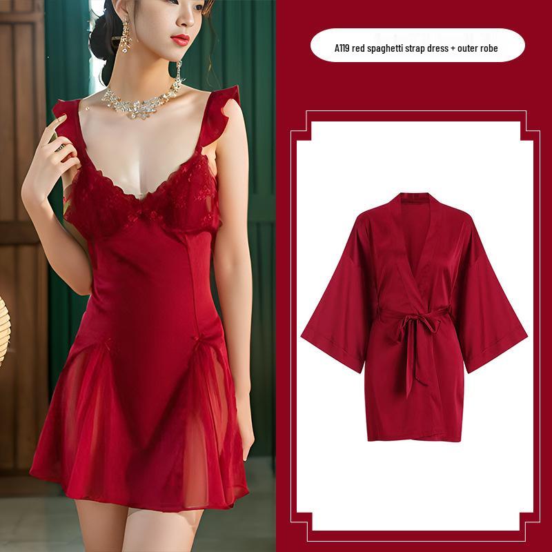 Satin Solid Color Camisole Nightdress with Push-Up Pads: Floral Design, Sexy & Comfortable Loungewear (Hot Seller)