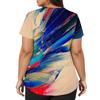Women's Print V-Neck Short Sleeve Scrub Top with Double Pockets and Side Slits - Comfortable Caregiver Uniform for Daily Work