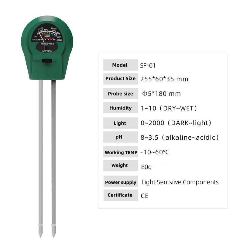 3 in 1 Soil Hygrometer Sensor Soil Meter for PH Soil Moisture, PH, Illumination Testing