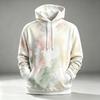Męska Bluza Beżowa z Nadrukiem Tie Dye w Stylu Akwarelowym Wygodna Bluza Wciągana na Głowę w Artystycznym Stylu Codzienny Strój