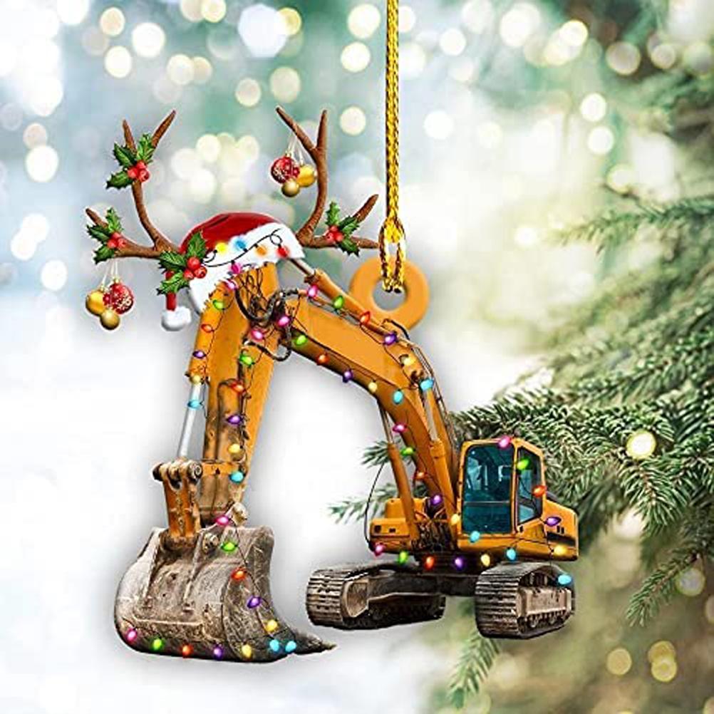 Christmas Tree Pendant Hanging Decoration Gift Personalized Fire Truck Vehicle Truck Boat Excavator