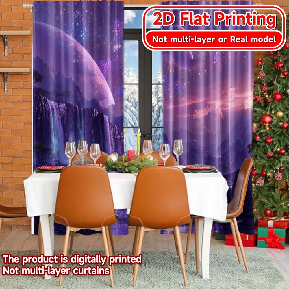 2D Flat Printing,2pcs Cosmic Cascade Chic Curtains Versatile Fabric Curtains Outdoor Decorations Ldeal for Translucent,