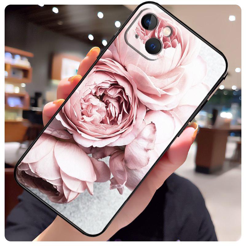 Elegant Pink Purple Peony Flower Case For iPhone 17 Pro Max 15 14 13 11 12 16 Pro Max mini 15 16 Plus 16e 17 Air Phone Cover
