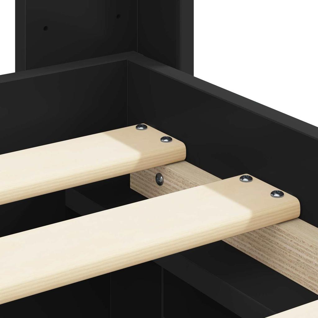 Bed Frame with Storage Space and Headboard Black 75 X 190 Cm