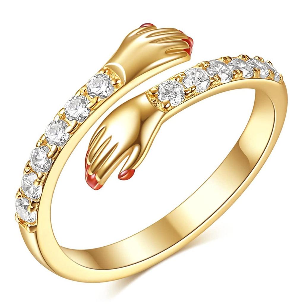 Jane Eyre Fashion Love Hug Diamond Ring Women's Opening Adjustable Enamel Ring Jewelry