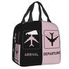 Aviation Arrival Departure Thermal Insulated Lunch Bag Aviator Airport Plane Portable Lunch Tote for Picnic Storage Food Box
