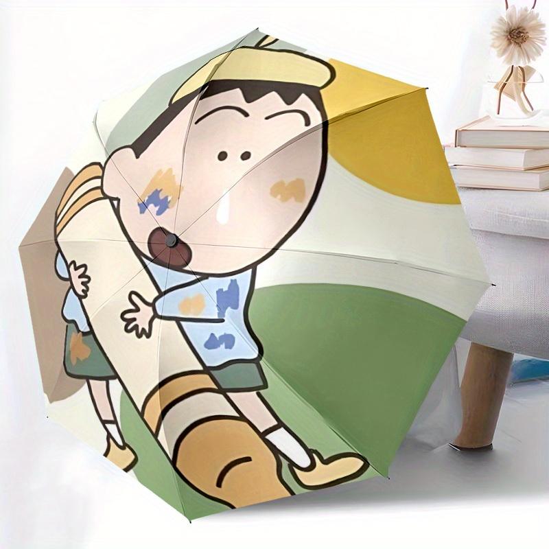 1pc Boochan Crayon Shin-chan Automatic Open/close Folding Portable Umbrella with 8-Rib Structure for Women/Men, All-Season Use a0901003