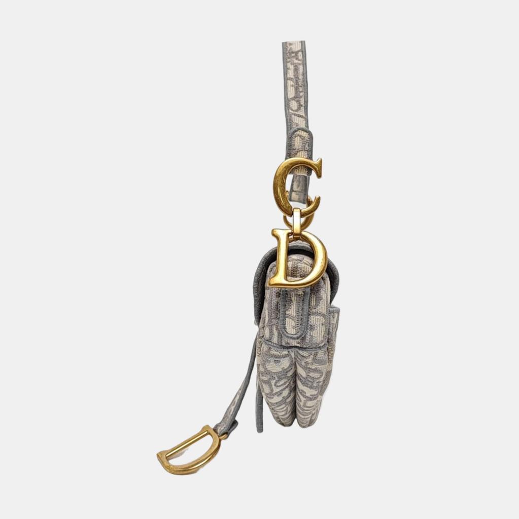[Pre-Owned] Saddle Oblique Classic Embroidered Monogram Canvas Shoulder Bag - Very Good #2YENFR